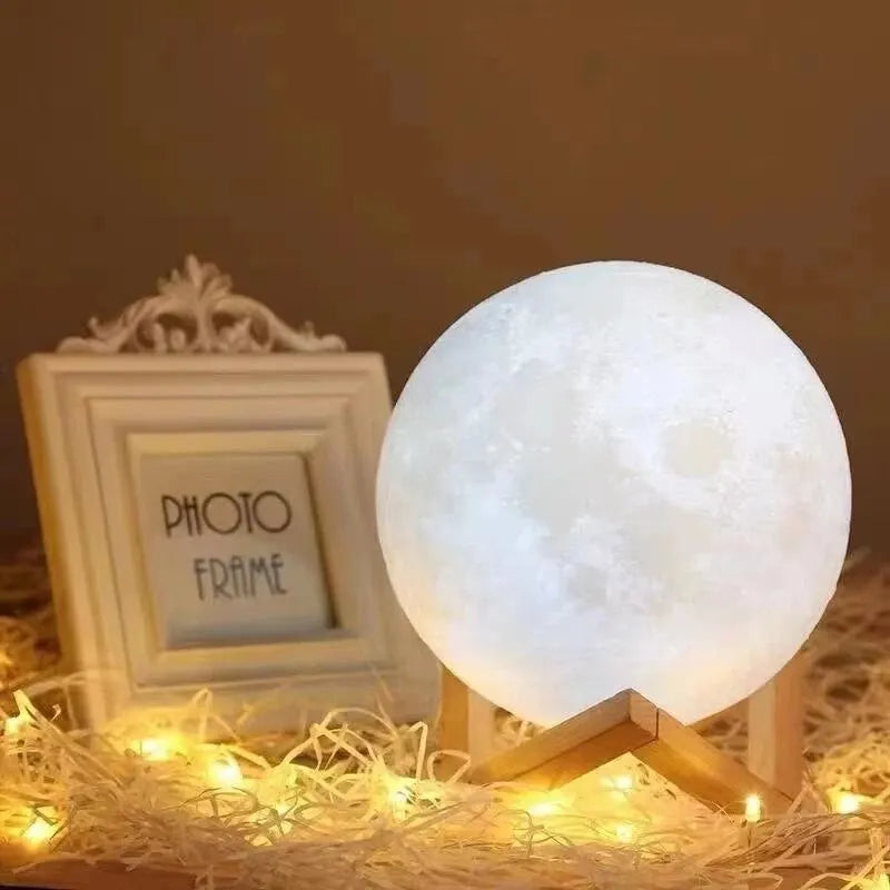 3D Moon Lamp Night Light – Warm LED Bedroom Decoration & Gift