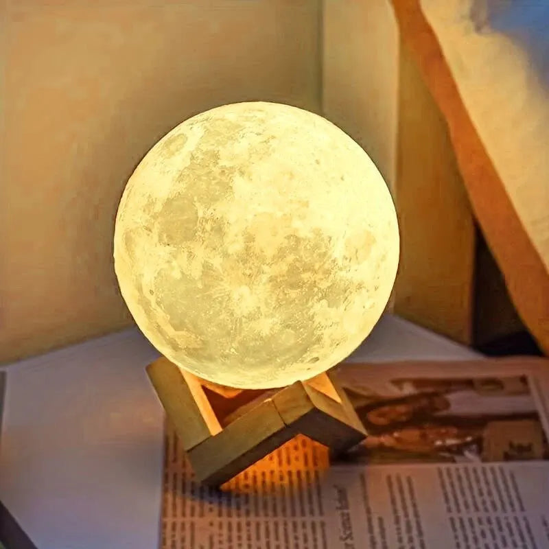 3D Moon Lamp Night Light – Warm LED Bedroom Decoration & Gift