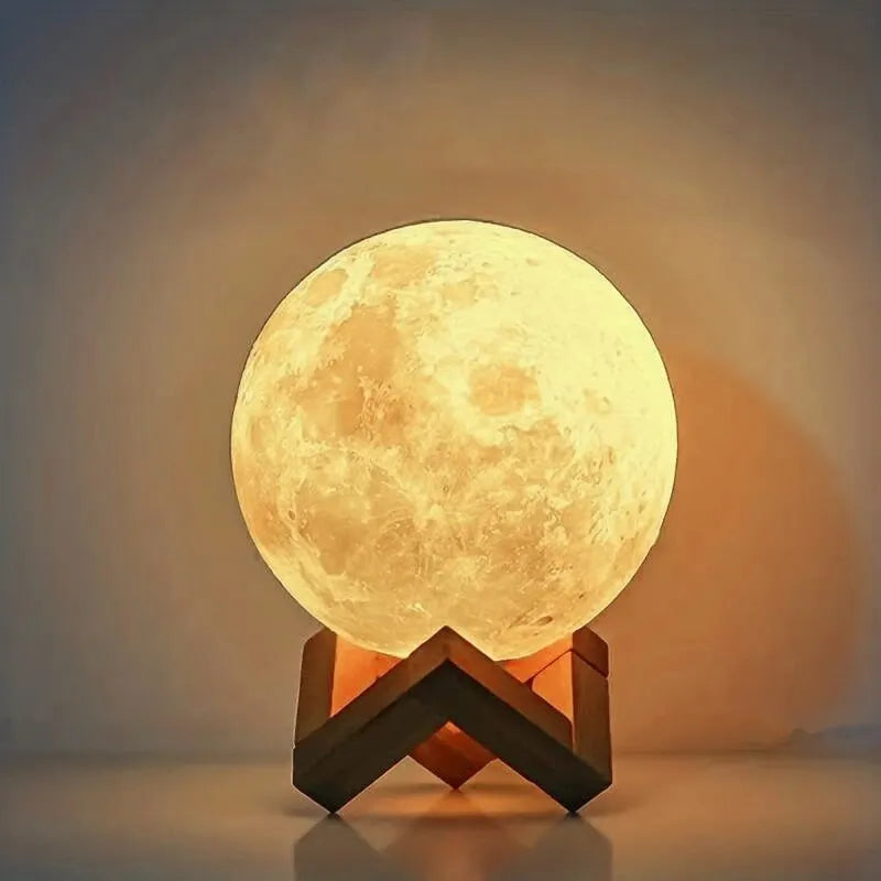 3D Moon Lamp Night Light – Warm LED Bedroom Decoration & Gift
