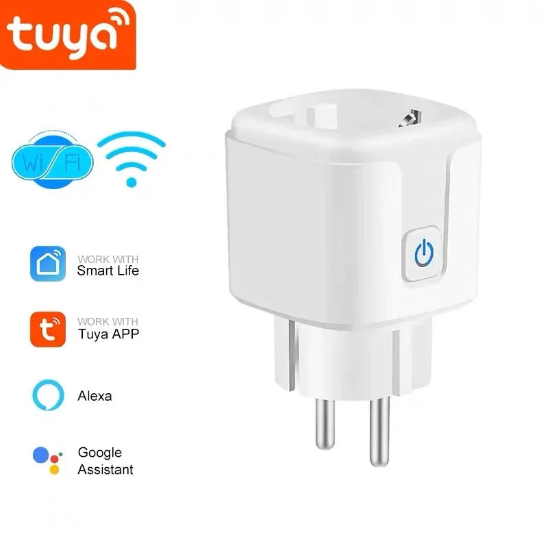 Smart Socket Tuya EU Plug Zigbee or WIFI 16/20A With Power Monitor Timing, Voice Control Work with Alexa Google Home Alice