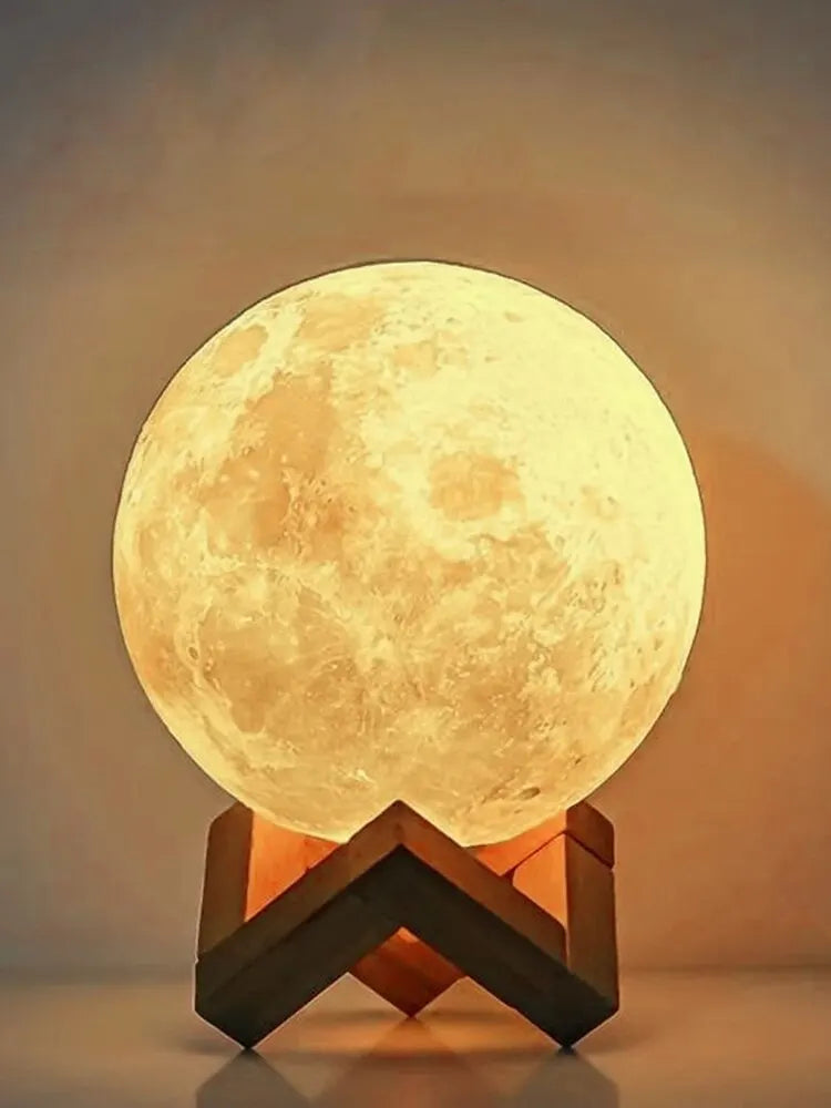 3D Moon Lamp Night Light – Warm LED Bedroom Decoration & Gift