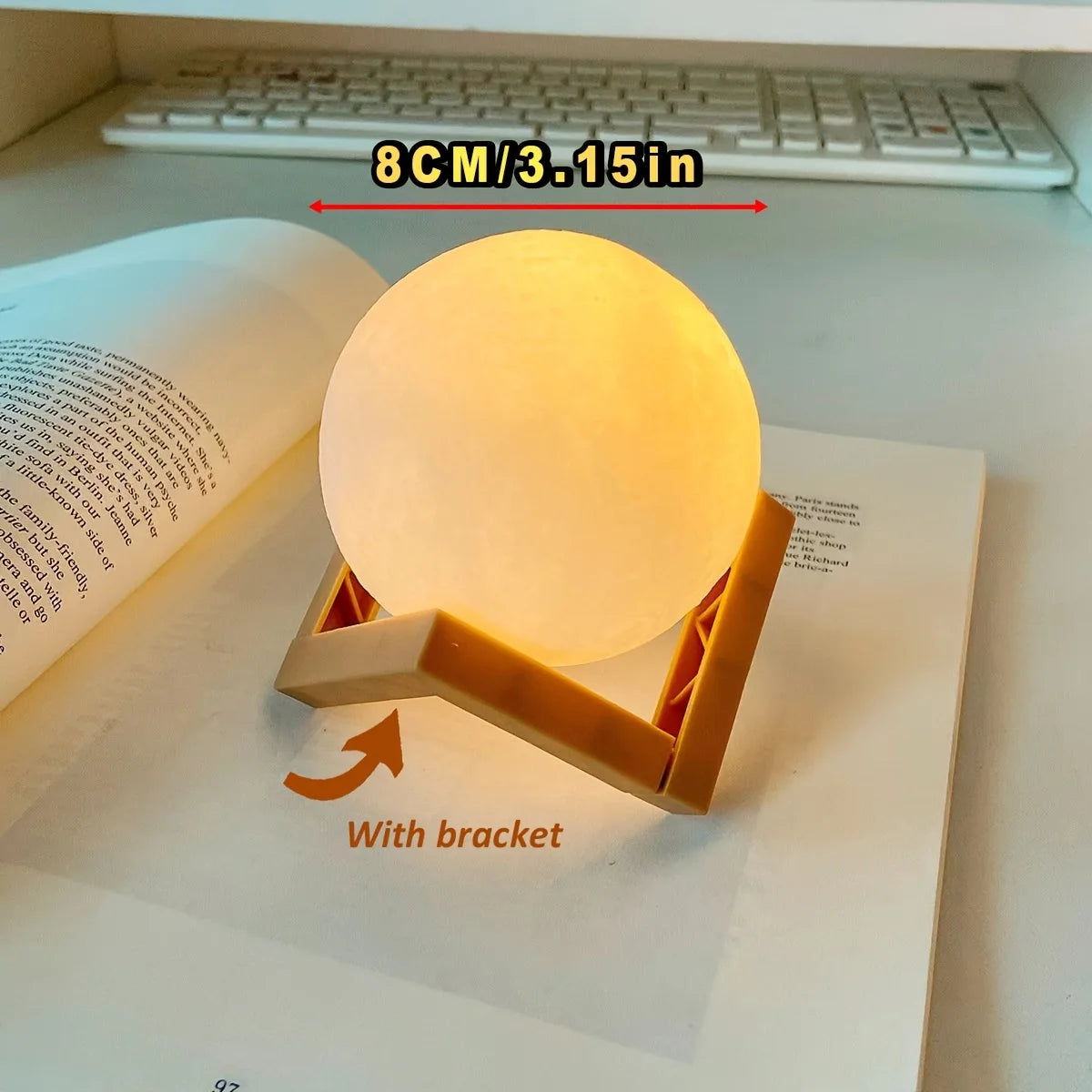 3D Moon Lamp Night Light – Warm LED Bedroom Decoration & Gift